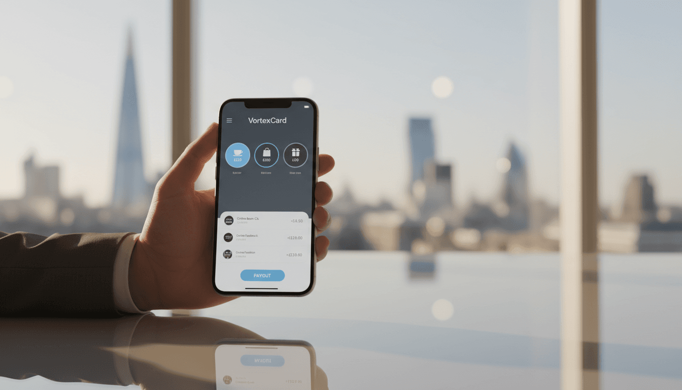 VortexCard dashboard displayed on smartphone