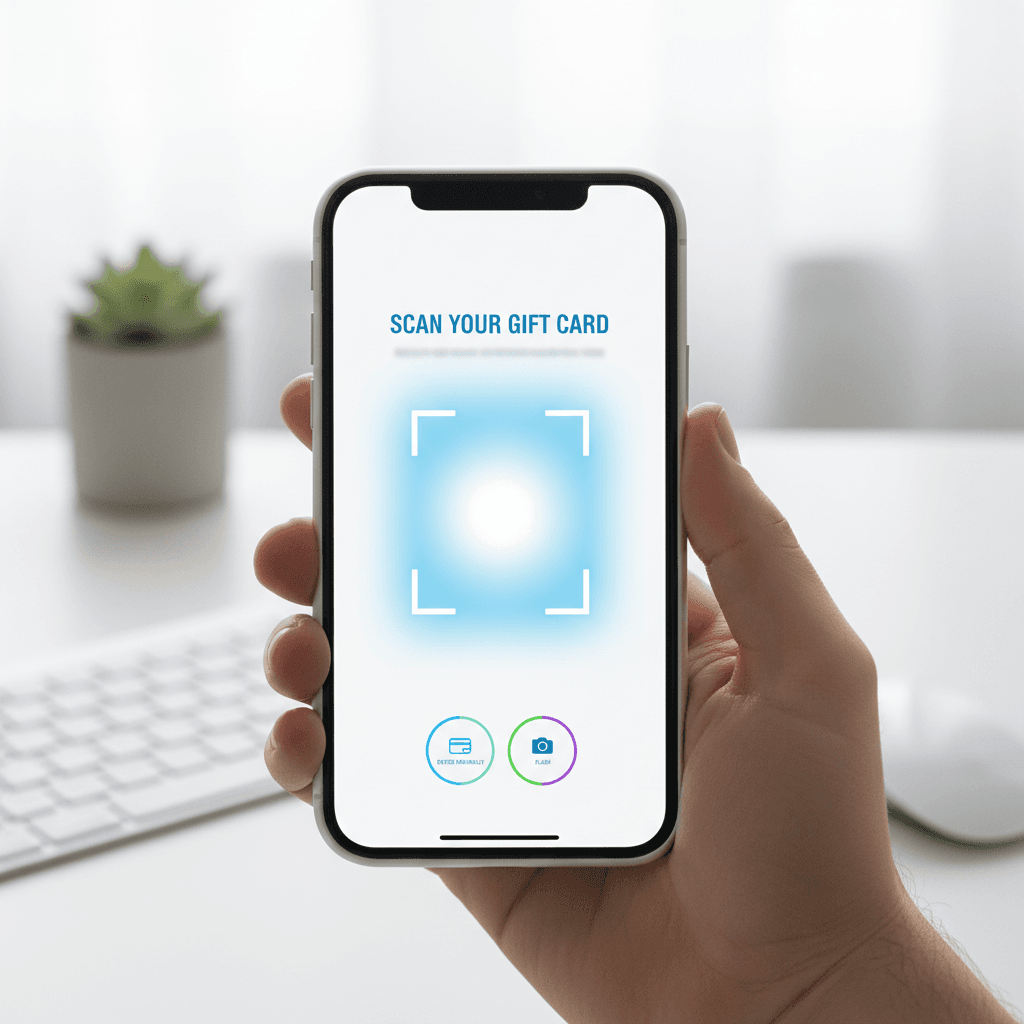 Mobile app scanning a gift card