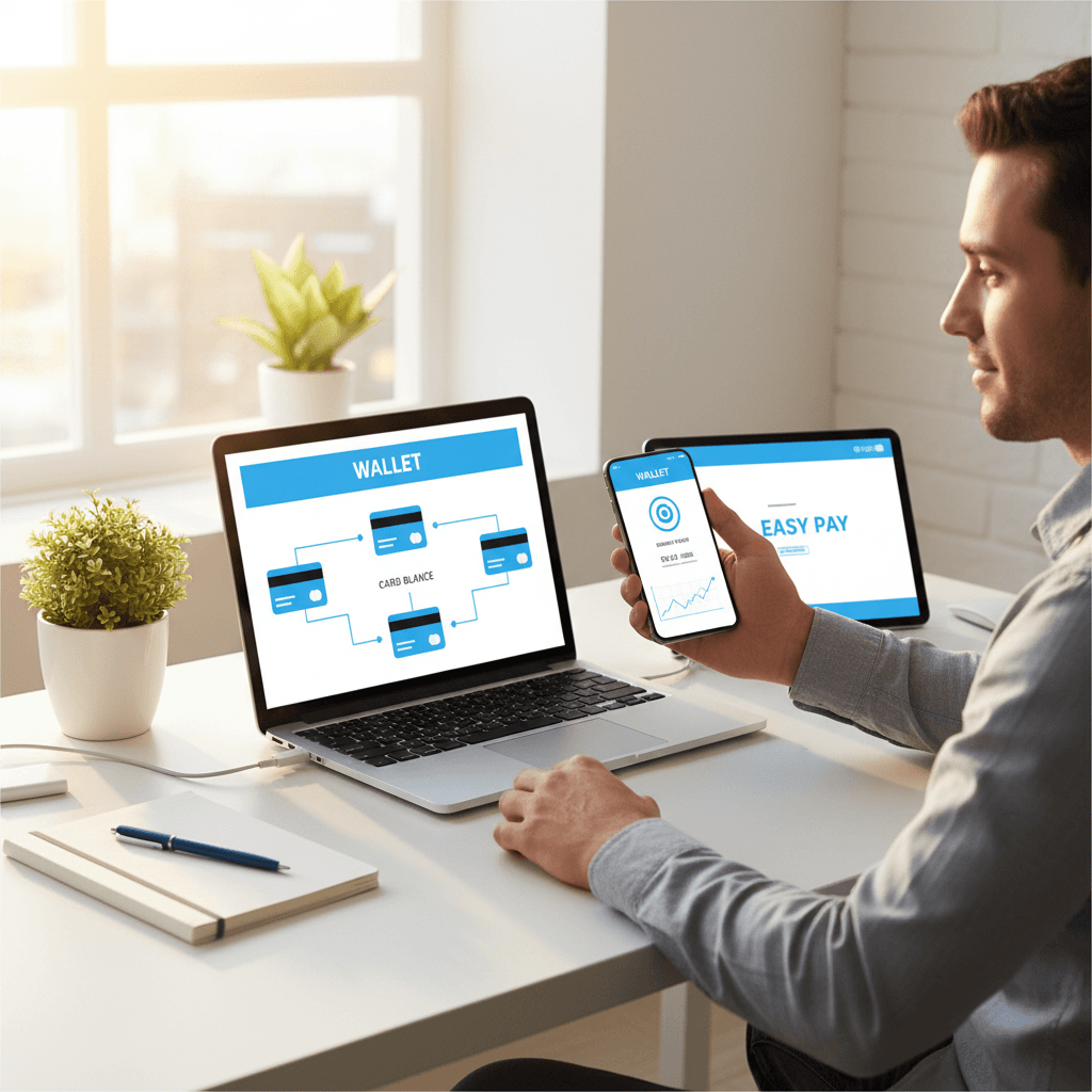 User managing multiple gift cards across devices