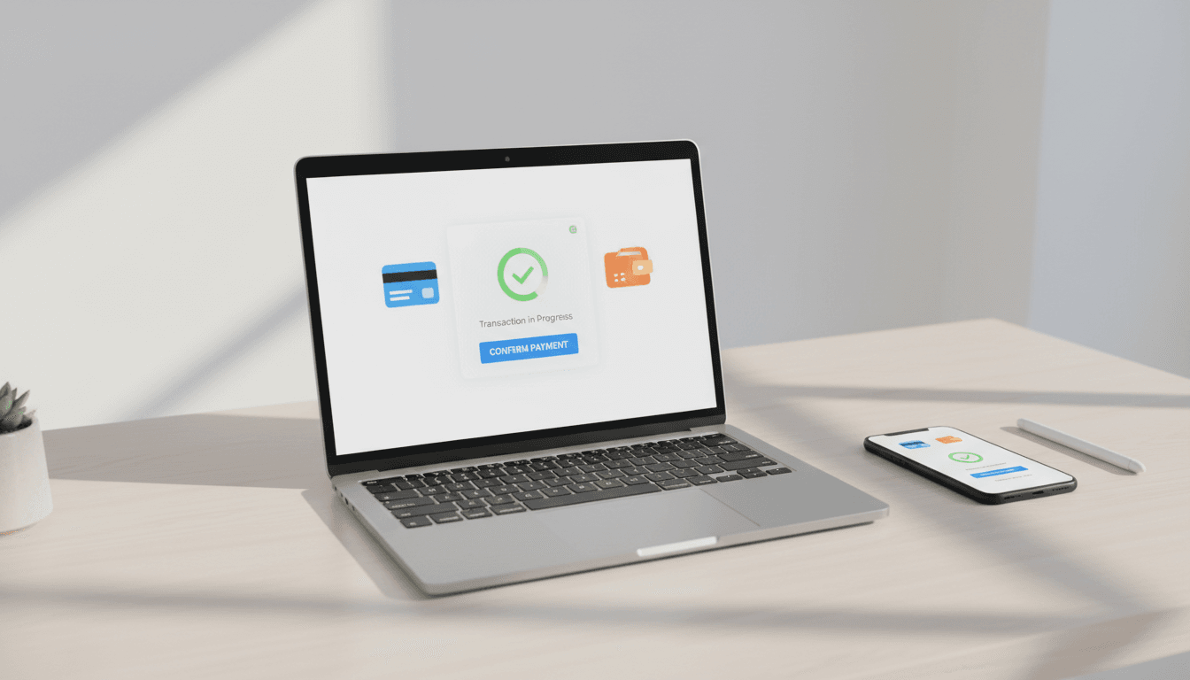 Laptop and smartphone showing VortexCard payment methods dashboard