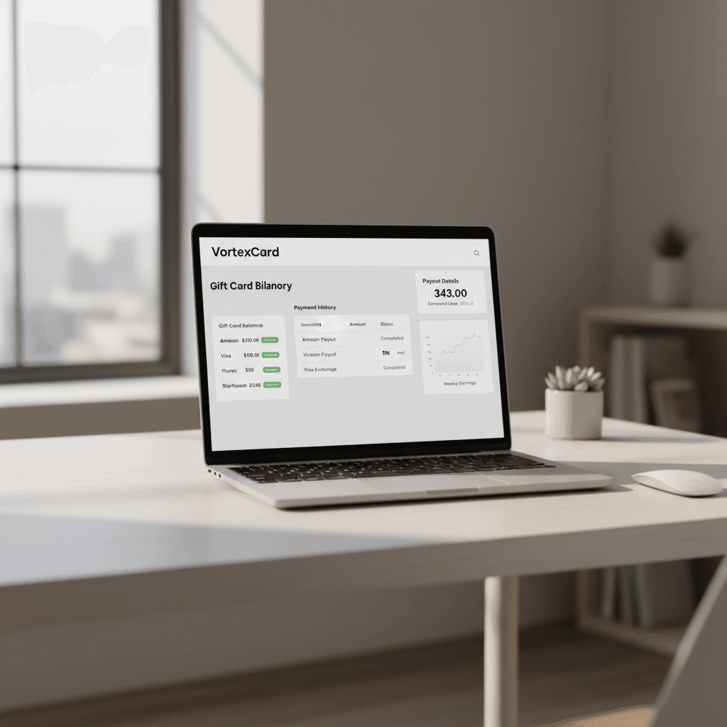 VortexCard dashboard showing balance tracking and payout details
