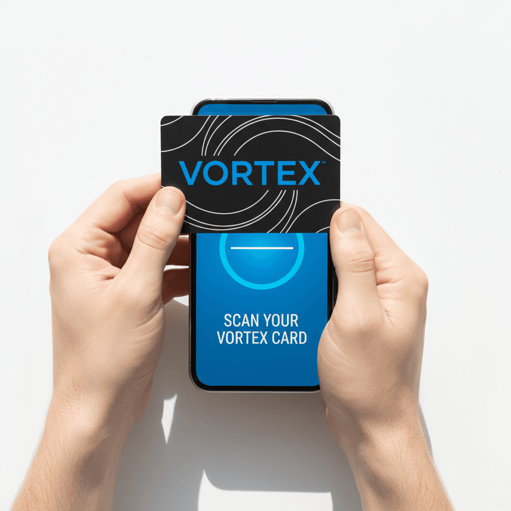 VortexCard gift card scanning on mobile device