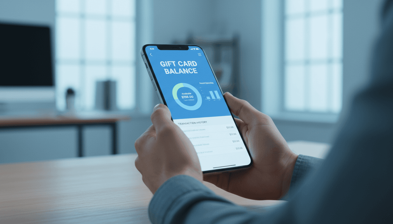 VortexCard dashboard on smartphone showing gift card balances and transactions