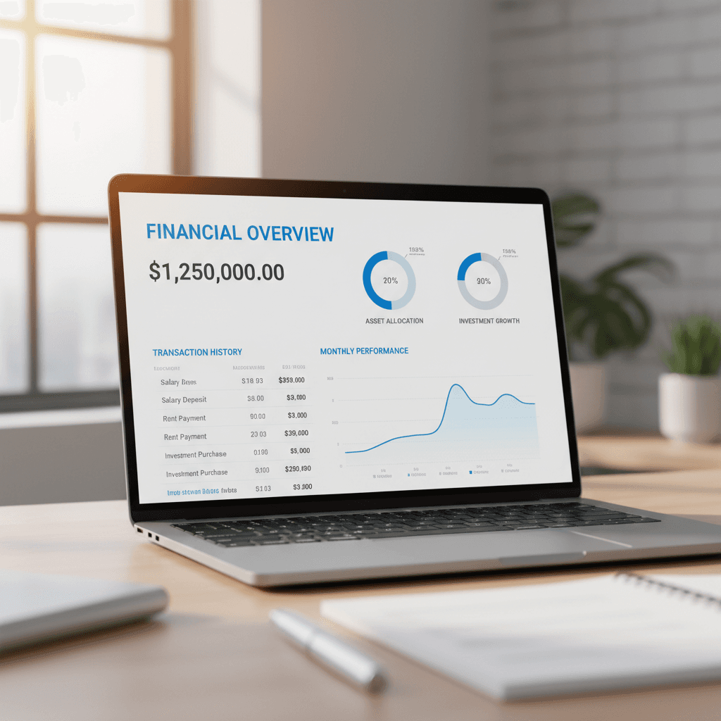 Real-time balance tracking dashboard display