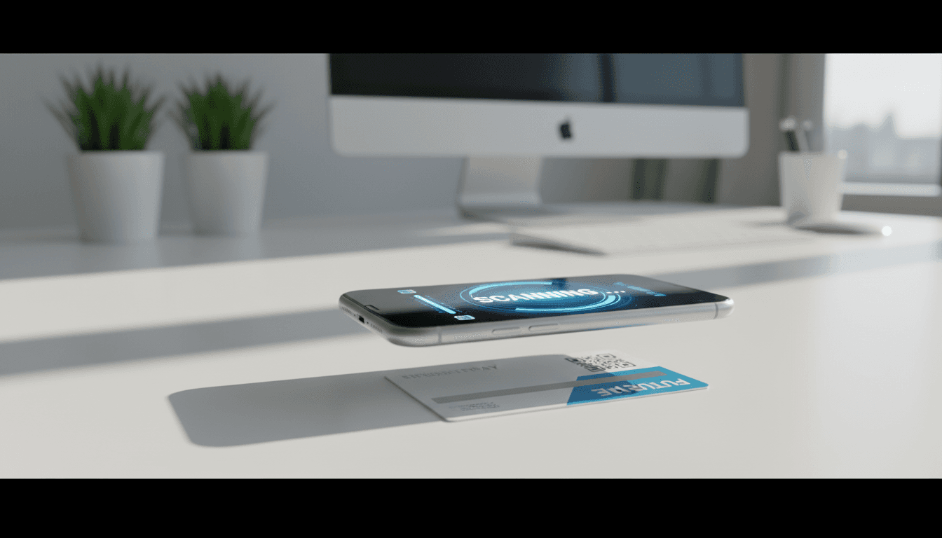 Gift card being scanned with smartphone camera in bright natural light